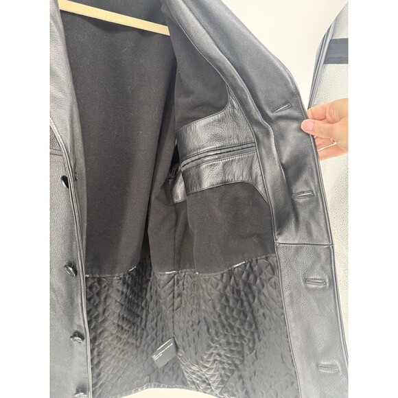 Claiborne Leather Jacket Coat Black Pebble Grain Full-Zip Men's Large Coat - Picture 9 of 16